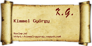 Kimmel György névjegykártya